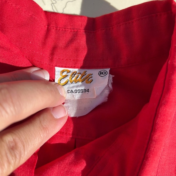 Vintage 70s Elite Pleated Collar Button Up Blouse - Picture 4 of 6